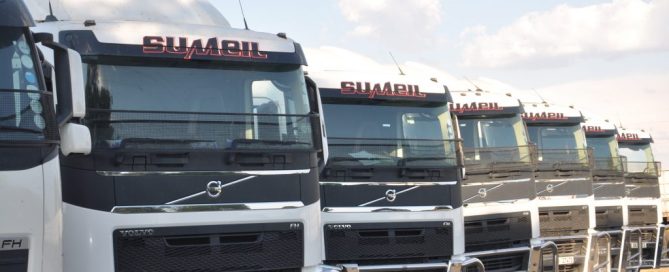 sumeil row of trucks volvo fleet